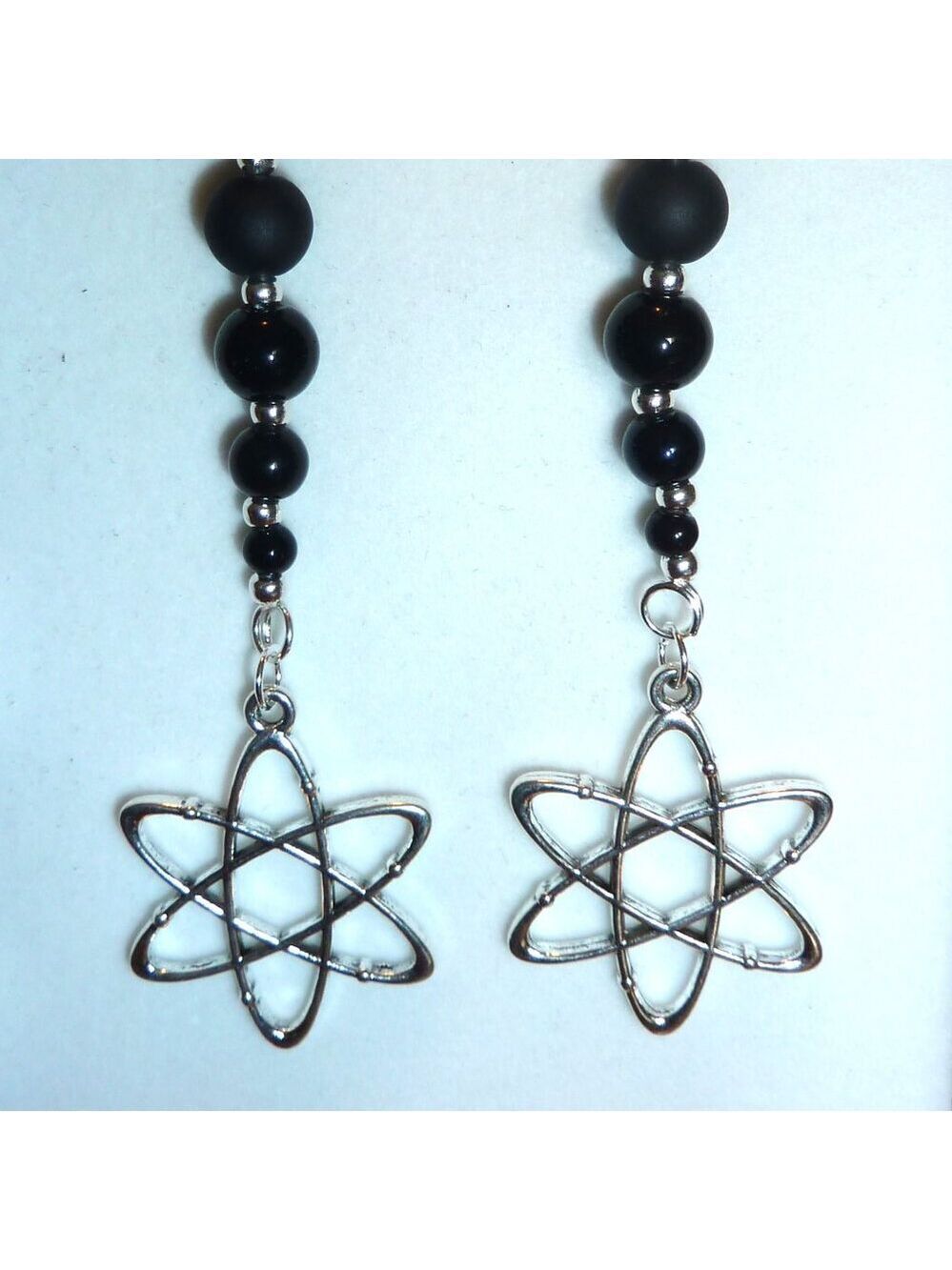 No 995 Handmade earrings with Tibetan silver charms and polished stones